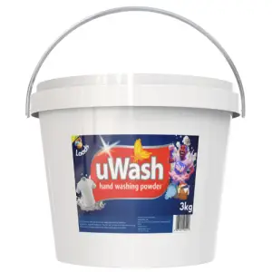 uWash 3kg 5L Bucket x 10pcs Hand Washing Powder - Compact Bulk Detergent for Powerful Cleaning